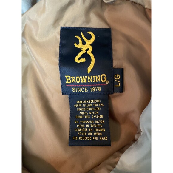 BROWNING Men's 100% Nylon Gore-Tex Z-Insulated Jacket Tactel Shell Size Large - Picture 4 of 4